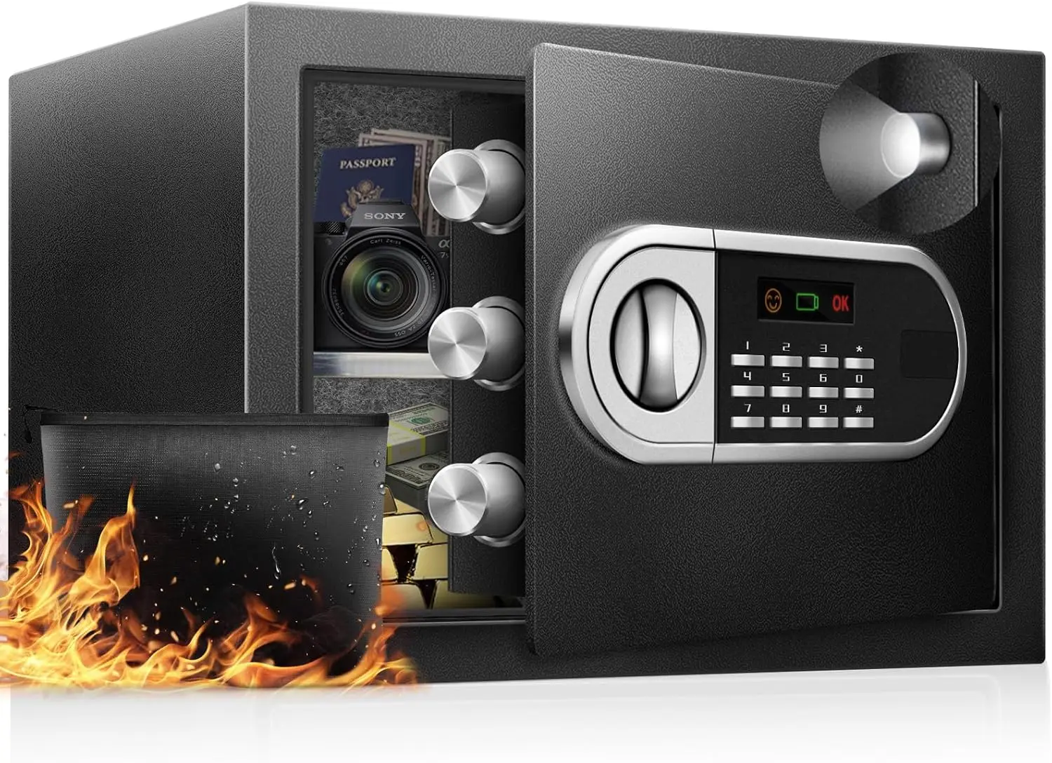 Компактный огнестойкий сейф с экстренной разблокировкой через USB-C, стальным замком и войлочной подкладкой для дома, офиса и путешествий
Компактный огнестойкий сейф с экстренной разблокировкой через USB-C, стальным замком и войлочной подкладкой для дома, офиса и путешествий