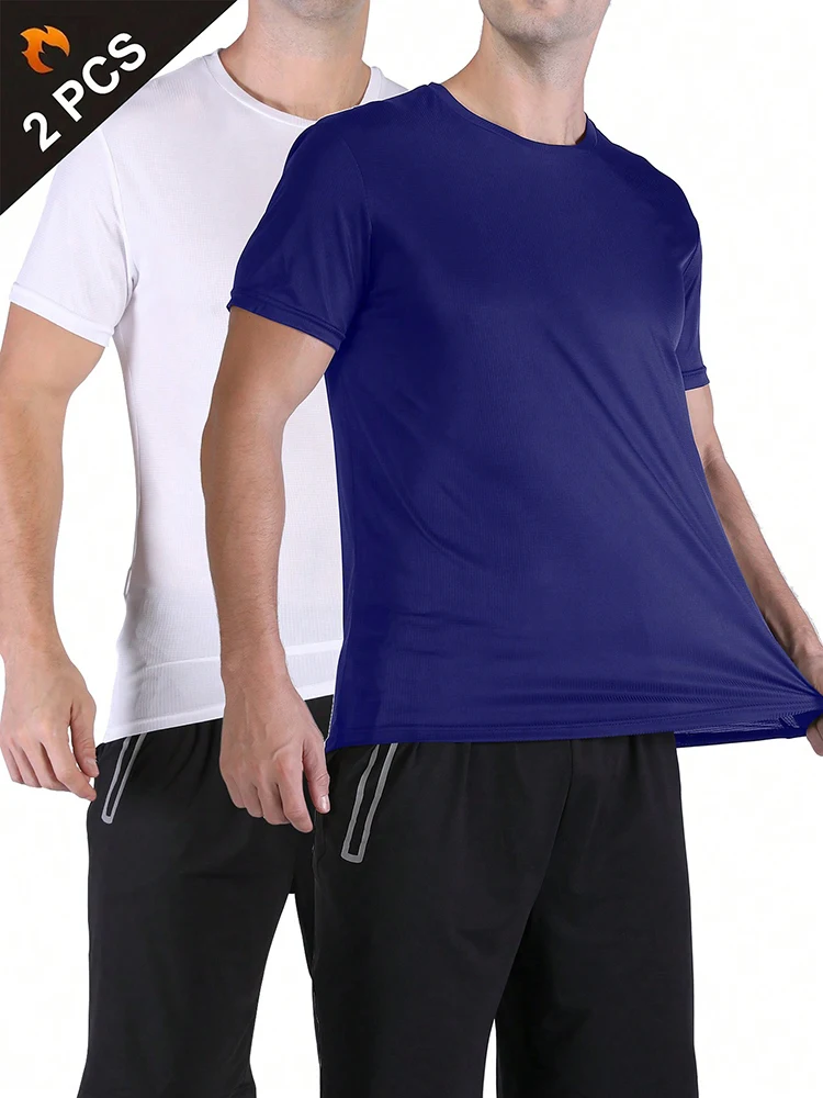 2PCS Men's Solid Color Ultralight Quick Dry Sport T-Shirt, Breathable Lightweight Top For Fitness Training Workout Running Gym
2PCS Men's Solid Color Ultralight Quick Dry Sport T-Shirt, Breathable Lightweight Top For Fitness Training Workout Running Gym