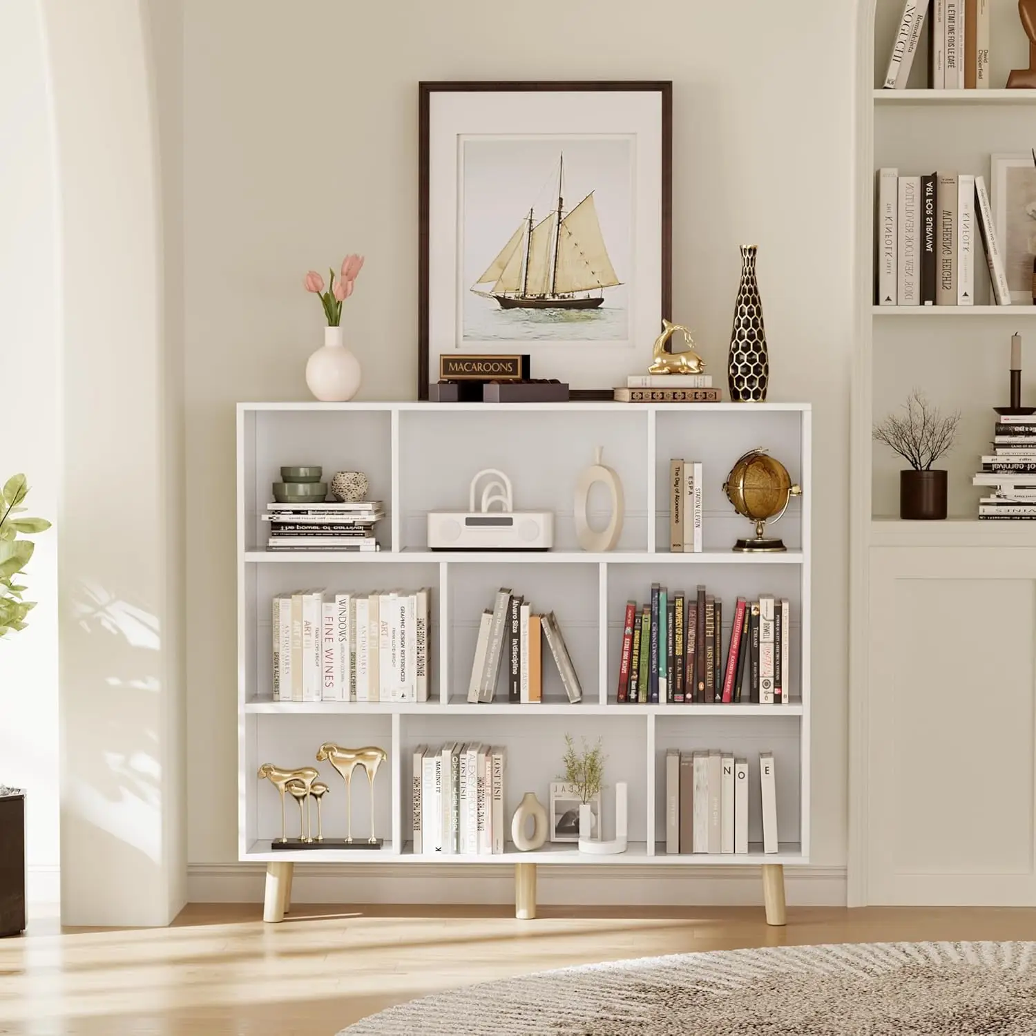 YESHOMY 9 White Cube Bookcase, Open Frame 3-Tier Book Shelf, Bookshelf Storage Organizer with Feet & Anti-Tilt Device for Organi
YESHOMY 9 White Cube Bookcase, Open Frame 3-Tier Book Shelf, Bookshelf Storage Organizer with Feet & Anti-Tilt Device for Organi