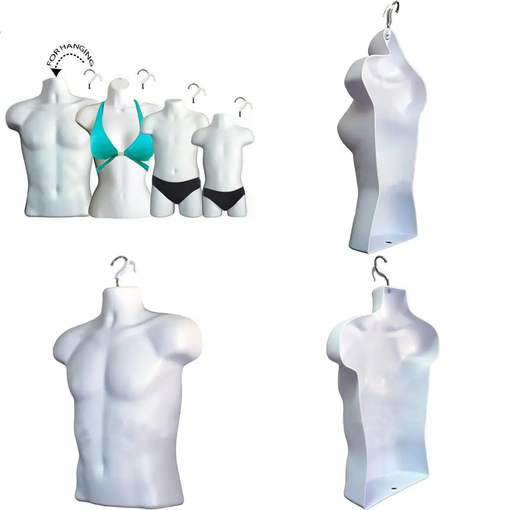 Hanging Mannequin Set for Male, Female, Child, and Toddler - Plastic Body Forms with Hollow Back for Displaying Clothes
Hanging Mannequin Set for Male, Female, Child, and Toddler - Plastic Body Forms with Hollow Back for Displaying Clothes