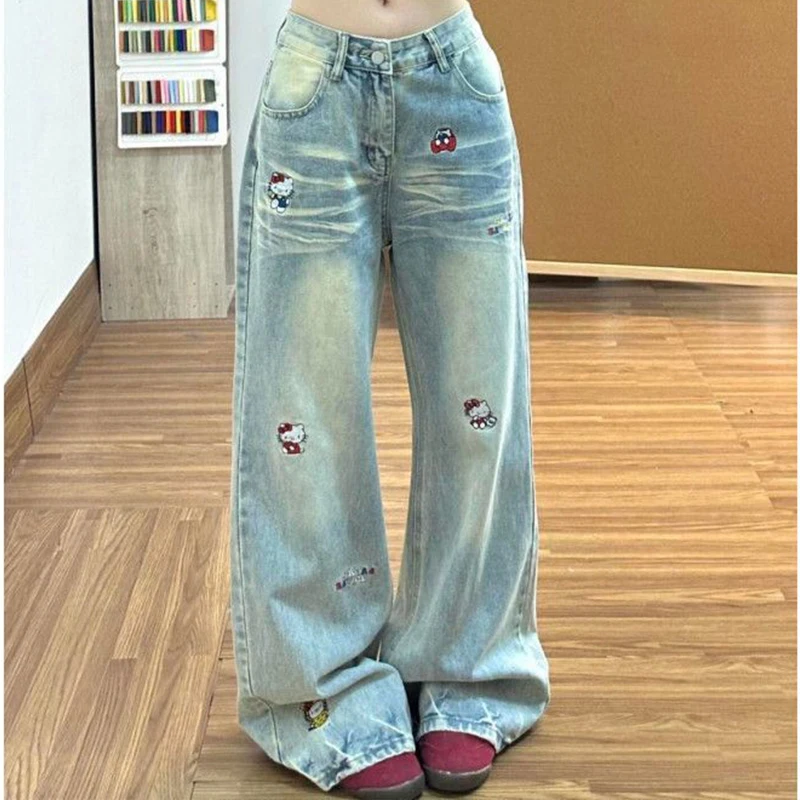 Sanrio Cartoon Jeans Y2K Hello Kitty Anime Women Trousers American Retro Girls Cute New Slim Age-Reducing Straight Floor Pants
Sanrio Cartoon Jeans Y2K Hello Kitty Anime Women Trousers American Retro Girls Cute New Slim Age-Reducing Straight Floor Pants