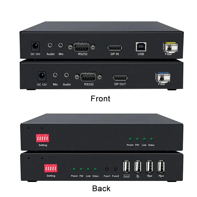 4K DP KVM Exender with KVM USB2.0 RS232 DP over Single Fiber Optic LC DP Transmitter and Receiver Fibre Optical Transceiver
4K DP KVM Exender with KVM USB2.0 RS232 DP over Single Fiber Optic LC DP Transmitter and Receiver Fibre Optical Transceiver