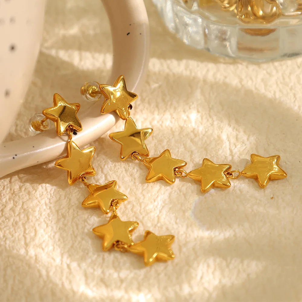 Fashion New Stainless Steel Smooth String Of Small Star Earrings Suitable For Women'S Birthday Official Gift Jewelry
Fashion New Stainless Steel Smooth String Of Small Star Earrings Suitable For Women'S Birthday Official Gift Jewelry