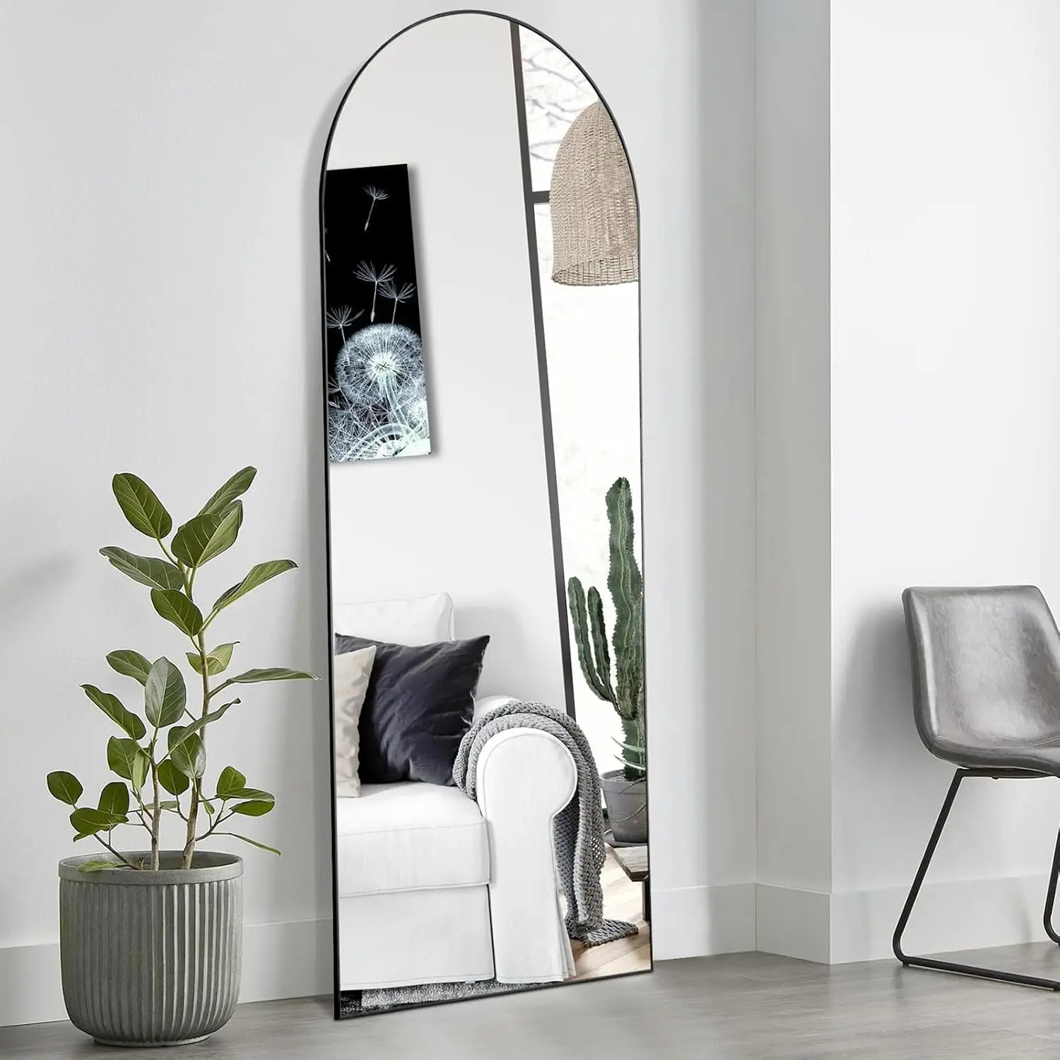 Black Arched Full Length Mirror 60"x16" for Bedroom, Full Body Mirror with Stand, Hanging or Leaning for Wall, Aluminum A
Black Arched Full Length Mirror 60"x16" for Bedroom, Full Body Mirror with Stand, Hanging or Leaning for Wall, Aluminum A