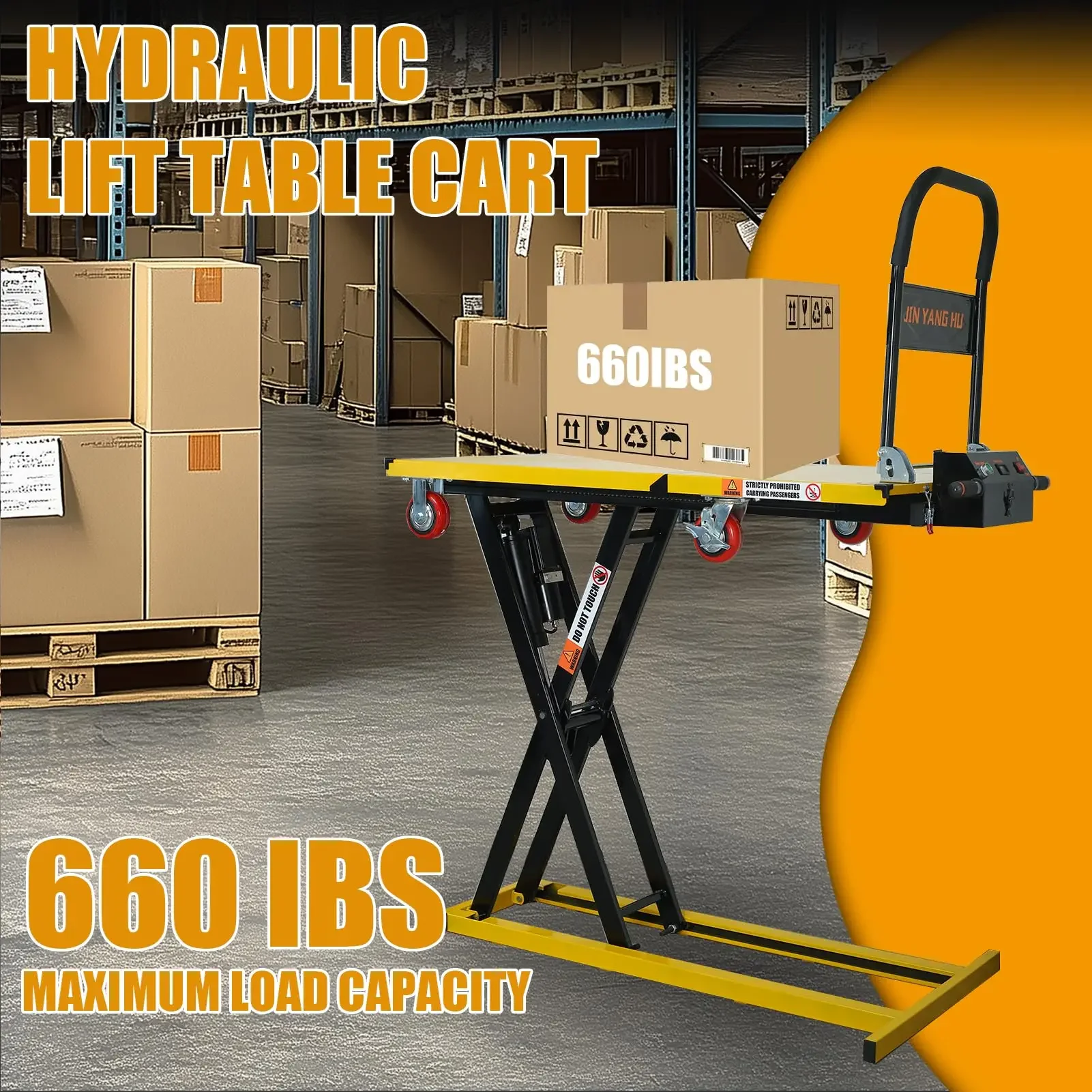660lbs Capacity Hydraulic Lift Table Cart, 49" Lifting Height Electric Scissor Lift Table,Portable Electric Hydraulic Lifting
660lbs Capacity Hydraulic Lift Table Cart, 49" Lifting Height Electric Scissor Lift Table,Portable Electric Hydraulic Lifting