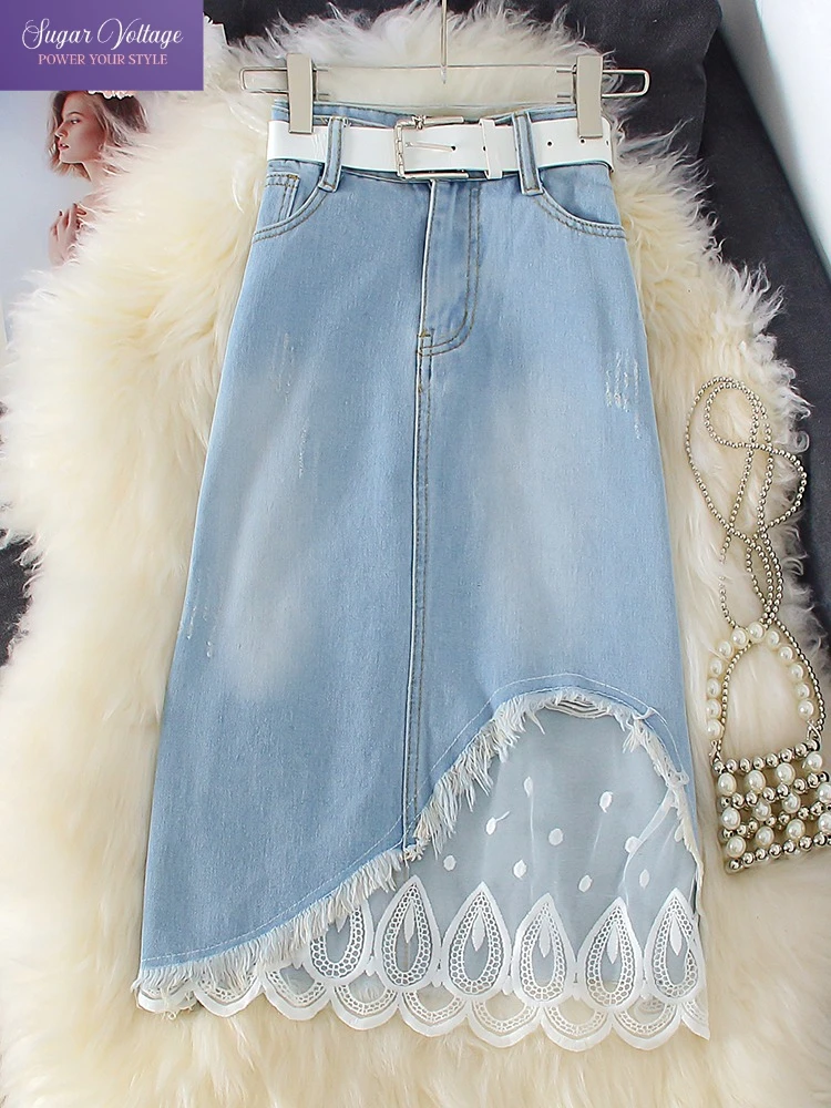 Autumn Vintage Harajuku Y2K Denim Skirt Women Slim High Waist Lace-Trim A-Line Skirts Retro Casual Elegant Korean Fashion Skirts
Autumn Vintage Harajuku Y2K Denim Skirt Women Slim High Waist Lace-Trim A-Line Skirts Retro Casual Elegant Korean Fashion Skirts