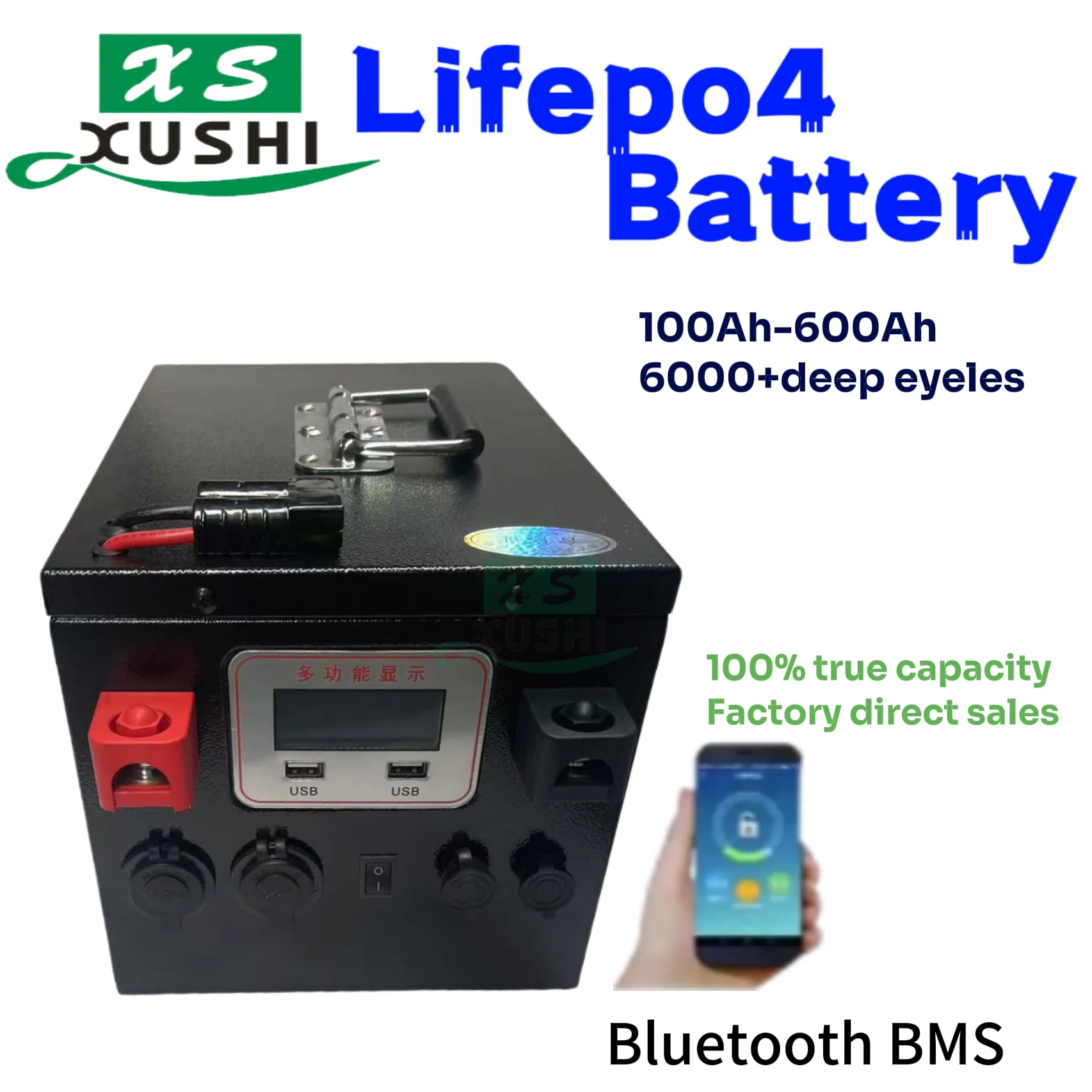 XS Lifepo4 24V 100Ah 150Ah 200Ah 300Ah 400Ah 500Ah 600Ah Rechargeable Battery for 2000W Solar System UPS Trolling Motor RV Boat
XS Lifepo4 24V 100Ah 150Ah 200Ah 300Ah 400Ah 500Ah 600Ah Rechargeable Battery for 2000W Solar System UPS Trolling Motor RV Boat