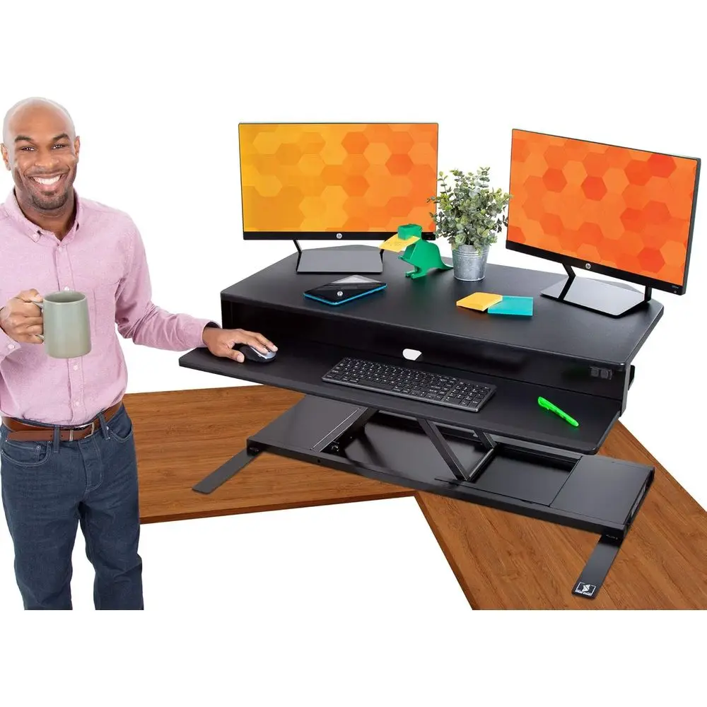 40 Electric Desk Converter with Quiet Height Adjustment, Dual-Level Workspace (Black, 44 x 32)
40 Electric Desk Converter with Quiet Height Adjustment, Dual-Level Workspace (Black, 44 x 32)