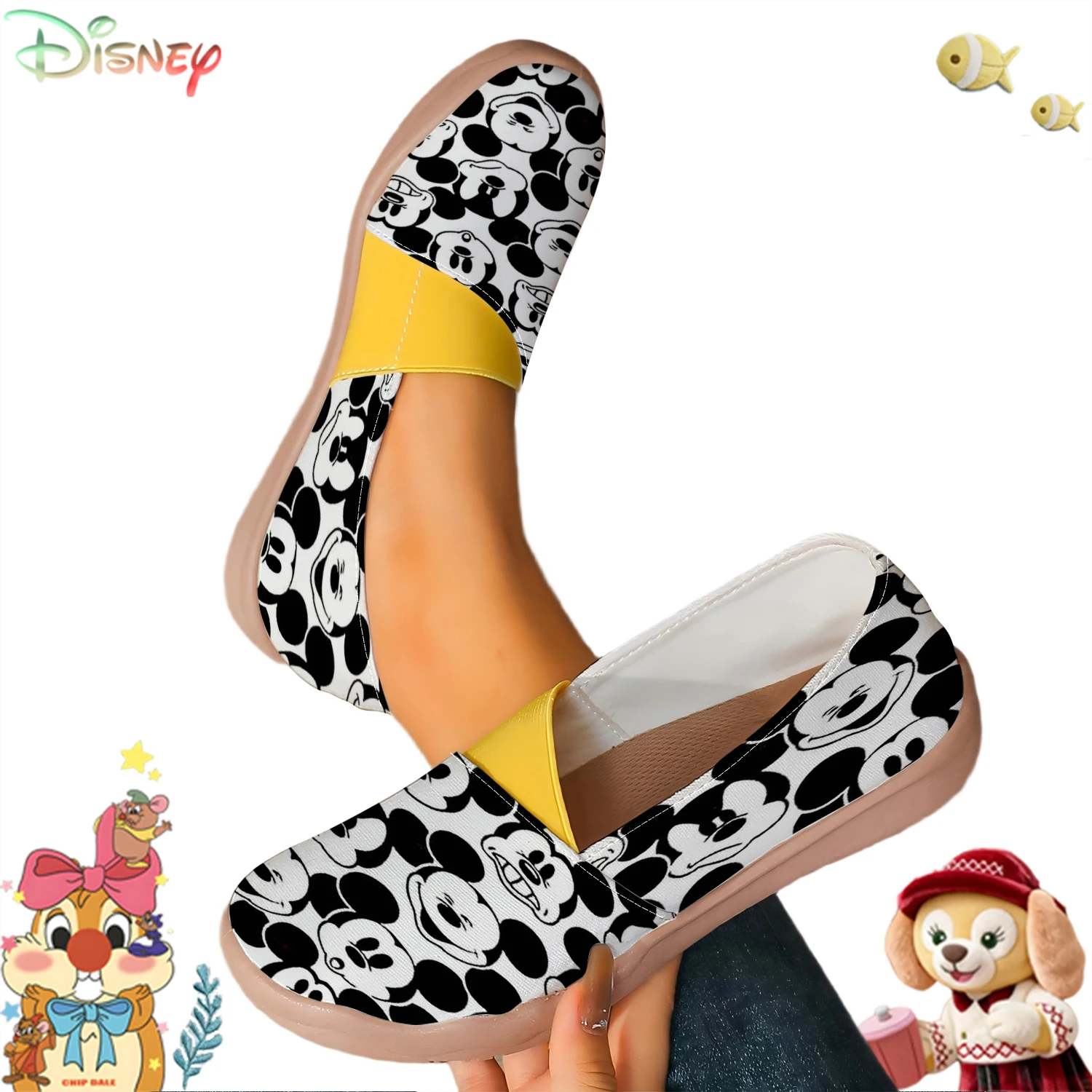 Women’s Disney Mickey Mouse Black & White Sketch Print Slip-On Shoes, Casual Comfort Canvas Loafers with Elastic Strap
Women’s Disney Mickey Mouse Black & White Sketch Print Slip-On Shoes, Casual Comfort Canvas Loafers with Elastic Strap