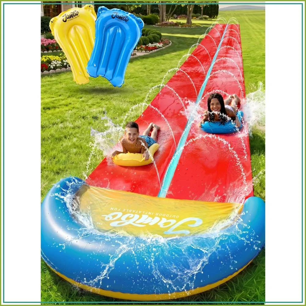 24Ft XL Slip Splash and Slide with 2 Bodyboards, Heavy Duty Lawn Water Slide, Summer Water Toy for Backyard Outdoor Fun
24Ft XL Slip Splash and Slide with 2 Bodyboards, Heavy Duty Lawn Water Slide, Summer Water Toy for Backyard Outdoor Fun