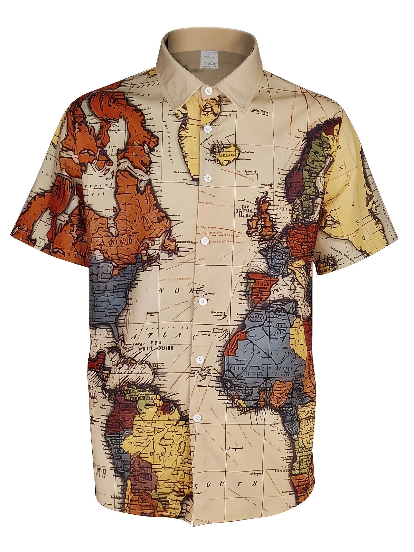 Men's Casual Map Apricot Print Fashion Short Sleeve Lapel Shirt Suitable for Going Out and Home
Men's Casual Map Apricot Print Fashion Short Sleeve Lapel Shirt Suitable for Going Out and Home