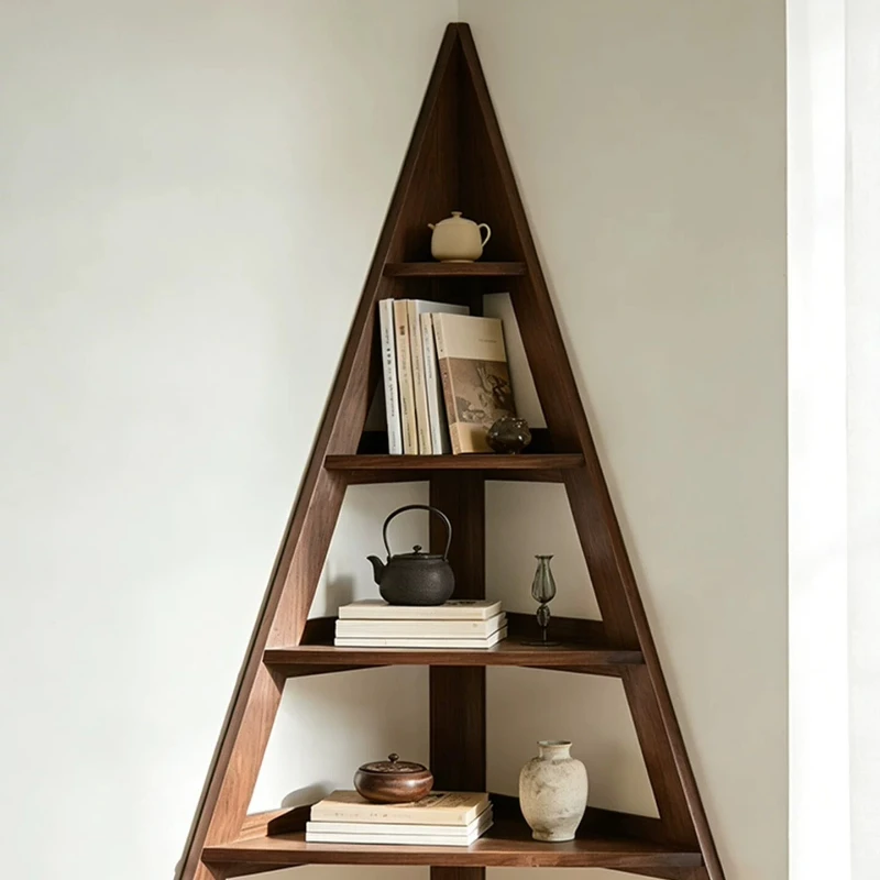 Black walnut bookshelf, Song-style aesthetic minimalist corner rack, living room corner rack, solid wood shelf
Black walnut bookshelf, Song-style aesthetic minimalist corner rack, living room corner rack, solid wood shelf