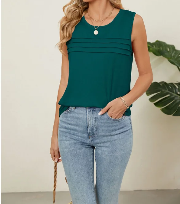 Women's Tank Top New Solid Color Round Neck Loose Sleeveless T-Shirt Vest Simple Commuting Style Casual Elegant Vest
Women's Tank Top New Solid Color Round Neck Loose Sleeveless T-Shirt Vest Simple Commuting Style Casual Elegant Vest