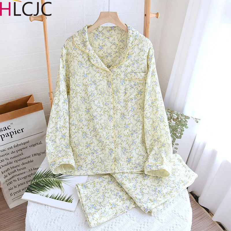 New Spring And Summer Ladies 100% Cotton Crepe Pajamas 2-piece Long-Sleeved Trousers Animal Print Loose Homewear Pijamas Mujer
New Spring And Summer Ladies 100% Cotton Crepe Pajamas 2-piece Long-Sleeved Trousers Animal Print Loose Homewear Pijamas Mujer