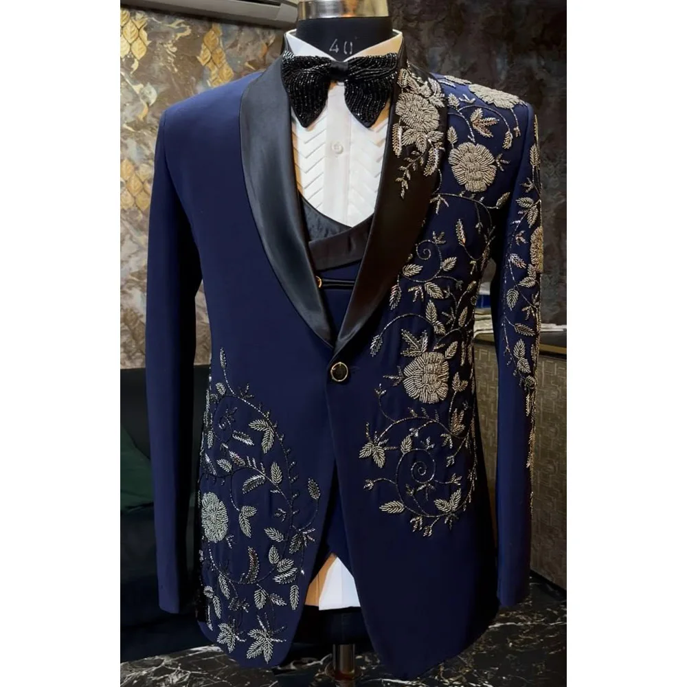 Elegant Men 2 Pieces Sets Suits Beads Slim Fit Lapel Customized Groom Party Tuxedos Fashion Costumes Homme
Elegant Men 2 Pieces Sets Suits Beads Slim Fit Lapel Customized Groom Party Tuxedos Fashion Costumes Homme