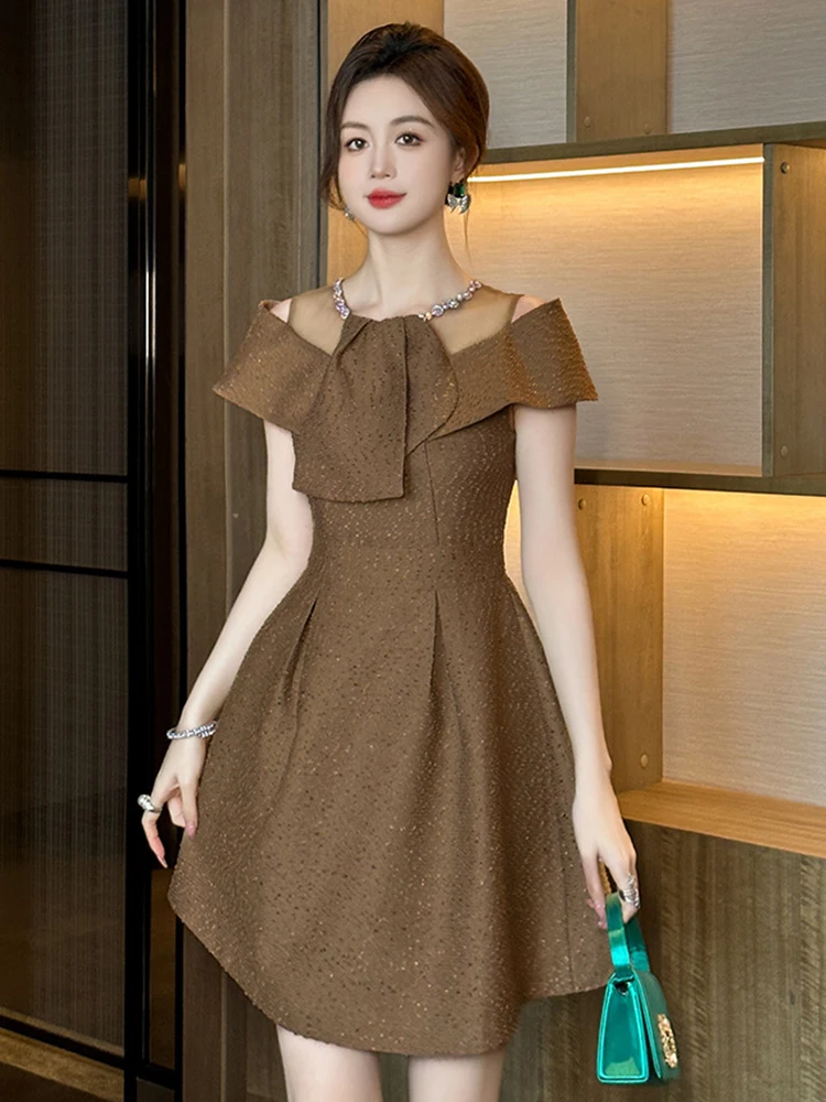 Elegant Pretty Party Dress Women's Cute kawaii Bow Sheer Mesh Splice Diamonds Pleated Ball Gown Female Night Out Vestidos Lady
Elegant Pretty Party Dress Women's Cute kawaii Bow Sheer Mesh Splice Diamonds Pleated Ball Gown Female Night Out Vestidos Lady