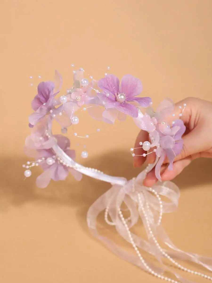 Soft Lavender Artificial Flower Crown With Pearl Accents And Sheer Beaded Ribbons For Girls Everyday And Occasion Wear
Soft Lavender Artificial Flower Crown With Pearl Accents And Sheer Beaded Ribbons For Girls Everyday And Occasion Wear