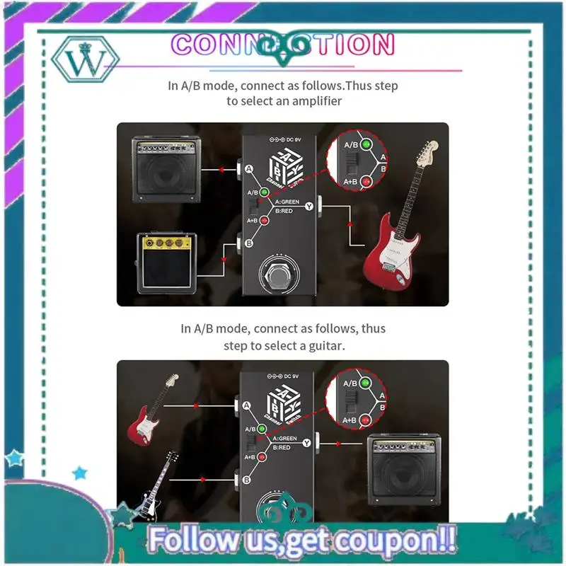 Upgraded Channel Electric Guitar Pedal Instrument Parts Universal ABY Line Selector Guitar Effector ABY Dual Channel Line Select
Upgraded Channel Electric Guitar Pedal Instrument Parts Universal ABY Line Selector Guitar Effector ABY Dual Channel Line Select
