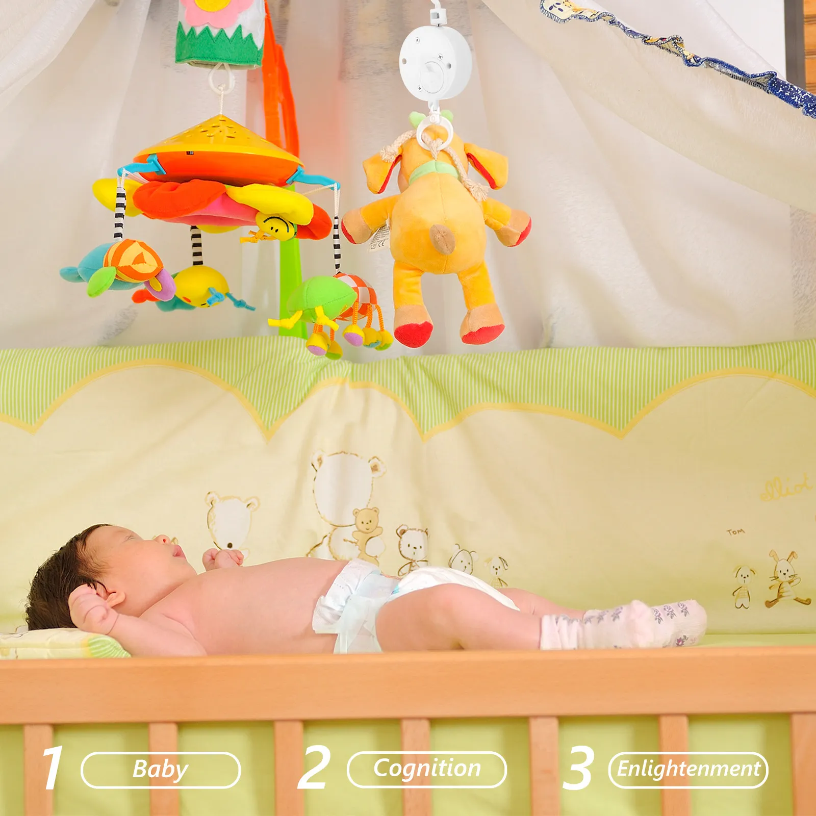 Crib Mobile with Music Box Rotating Baby Bed Bell Soothing Melodies Visual Development Stimulator for Infants Nursery Decor
Crib Mobile with Music Box Rotating Baby Bed Bell Soothing Melodies Visual Development Stimulator for Infants Nursery Decor