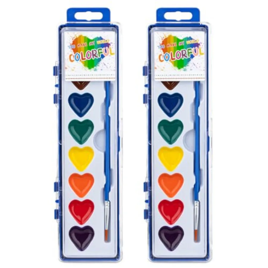 2 Pack Water Color Paint Sets for,8 Colors Heart Watercolor Paint Set with Paintbrush Washable, Valentines Gifts Art Supplies f
2 Pack Water Color Paint Sets for,8 Colors Heart Watercolor Paint Set with Paintbrush Washable, Valentines Gifts Art Supplies f