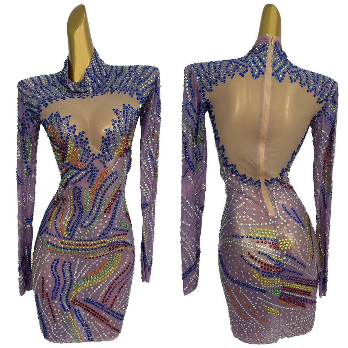 Women Couture High-end Sparkly Rhinestone Tight Fitting Mini Dress Club Birthday Prom Sexy See Through Mesh Short Dress Malanhui
Women Couture High-end Sparkly Rhinestone Tight Fitting Mini Dress Club Birthday Prom Sexy See Through Mesh Short Dress Malanhui