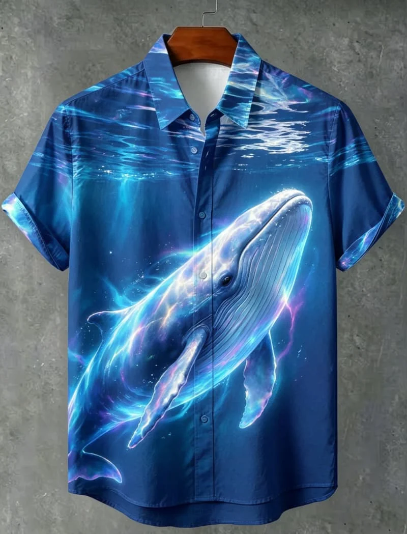 Men's animal print casual short sleeved lapel shirt, loose fit, suitable for beach vacations and daily wear
Men's animal print casual short sleeved lapel shirt, loose fit, suitable for beach vacations and daily wear