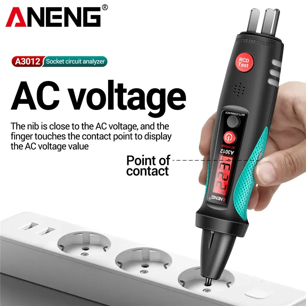 ANENG A3012 Socket Circuit Analyzer Mini Multimeter AC DC Voltage NCV Polarity Phase Leakage Tester US/EU Plug
ANENG A3012 Socket Circuit Analyzer Mini Multimeter AC DC Voltage NCV Polarity Phase Leakage Tester US/EU Plug