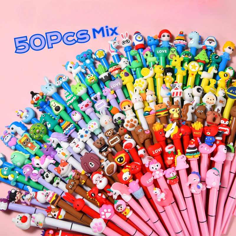 50Pcs/Lot Cute Cartoon Gel Pens Black Ink Needle Straight Liquid Writing Ballpoint Pen Kawaii Stationery School Office Supplies
50Pcs/Lot Cute Cartoon Gel Pens Black Ink Needle Straight Liquid Writing Ballpoint Pen Kawaii Stationery School Office Supplies