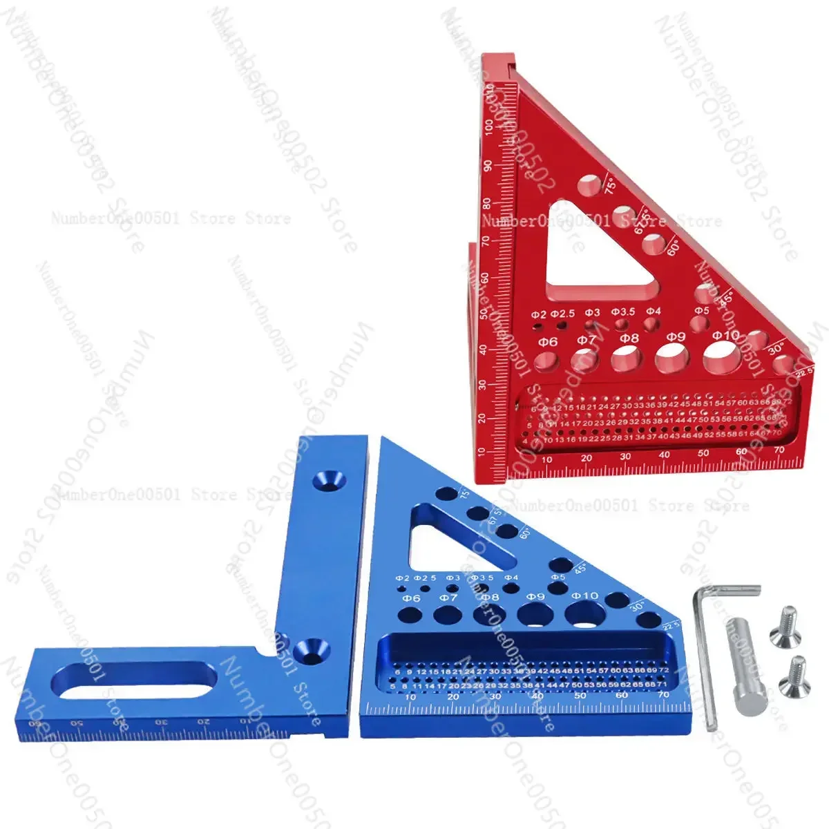 Multifunctional Woodworking Tools Triangle with Concealed Pin Aluminum Alloy Straight Scribing Cave Ruler