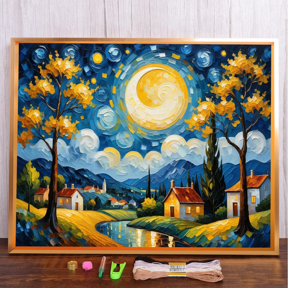 Landscape Starry Night Pre-Printed Cross-Stitch Kit Embroidery Handmade Handiwork Handicraft Sewing Sales Home Decor Room Decor
Landscape Starry Night Pre-Printed Cross-Stitch Kit Embroidery Handmade Handiwork Handicraft Sewing Sales Home Decor Room Decor