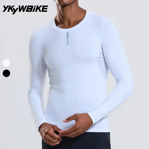 YKYWBIKE Men's Cycling Base Layers Thermal Fleece Bicycle Undershirt Long Sleeve Road Bike Vest MTB Clothing