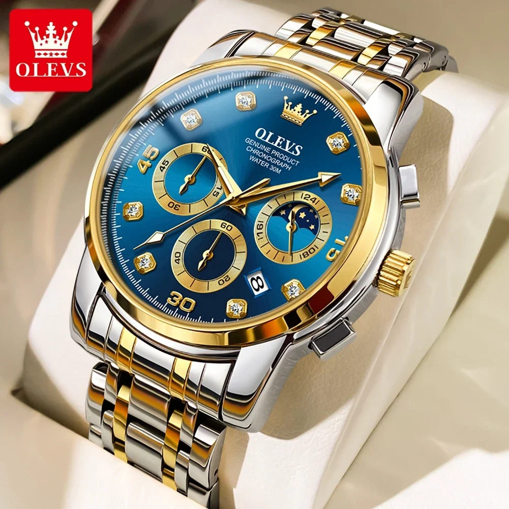 Reloj Hombre Luxury Men Quartz Watch Stainless Steel Chronograph Watches for Men Moon Phase Waterproof Luminous Wristwatch Clock
Reloj Hombre Luxury Men Quartz Watch Stainless Steel Chronograph Watches for Men Moon Phase Waterproof Luminous Wristwatch Clock