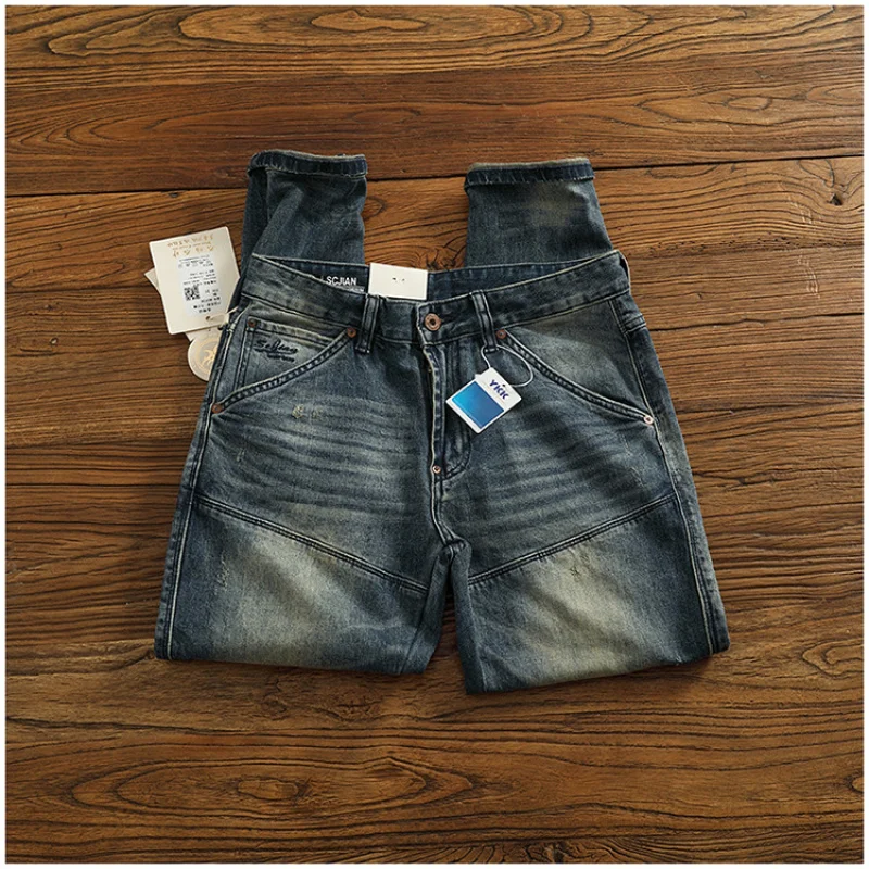Jeans for men, distressed, washed, repaired, tall, trendy, retro, fashionable, casual, street denim pants
Jeans for men, distressed, washed, repaired, tall, trendy, retro, fashionable, casual, street denim pants
