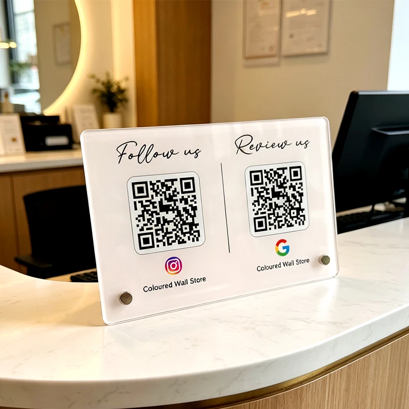 Customized Business QR code Signs Acrylic Standing Plate Instagram Google QR code Personalization Can change icons and colors
Customized Business QR code Signs Acrylic Standing Plate Instagram Google QR code Personalization Can change icons and colors