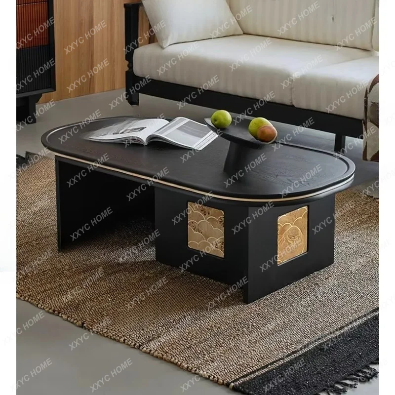 Wabi sand wind living room household solid wood coffee table small apartment oval retro wind tea table black
Wabi sand wind living room household solid wood coffee table small apartment oval retro wind tea table black