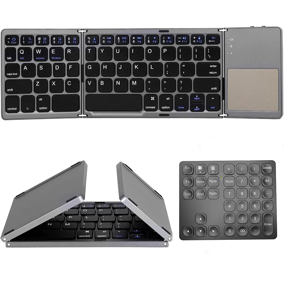 Складная Bluetooth-клавиатура с тачпадом, цифровая клавиатура, перезаряжаемая портативная беспроводная мини-клавиатура для ПК-планшета
Складная Bluetooth-клавиатура с тачпадом, цифровая клавиатура, перезаряжаемая портативная беспроводная мини-клавиатура для ПК-планшета