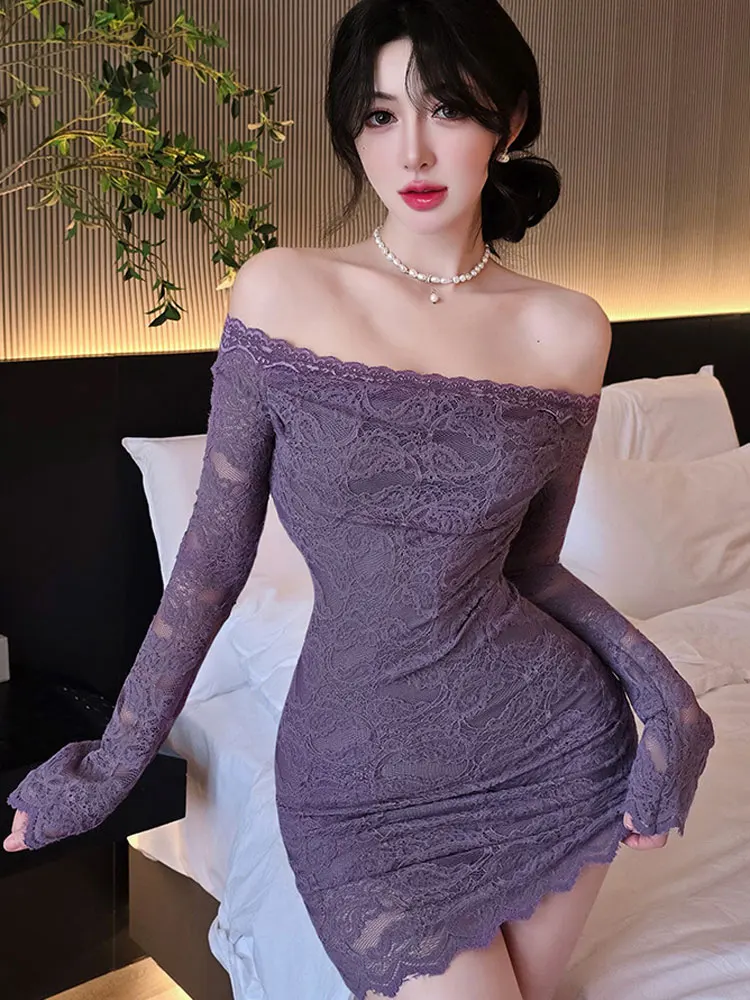 Женские мини-платья-карандаш с открытыми плечами, кружевные сексуальные платья, облегающие бедра с длинным рукавом, женские платья-трубы для ночного клуба, очаровательная ночная рубашка
Женские мини-платья-карандаш с открытыми плечами, кружевные сексуальные платья, облегающие бедра с длинным рукавом, женские платья-трубы для ночного клуба, очаровательная ночная рубашка