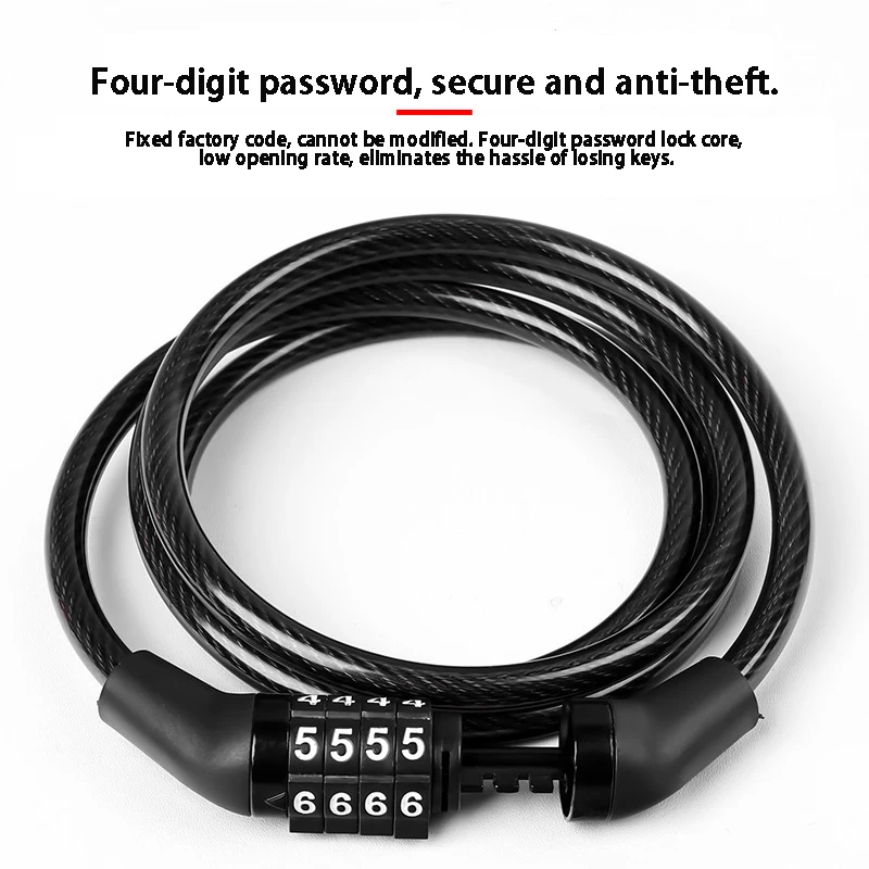 4-Digit Password Bike Lock Anti-Theft Steel Cable for Mountain Road Bicycle E-Bike Scooter Security Bicycle Accessories
4-Digit Password Bike Lock Anti-Theft Steel Cable for Mountain Road Bicycle E-Bike Scooter Security Bicycle Accessories