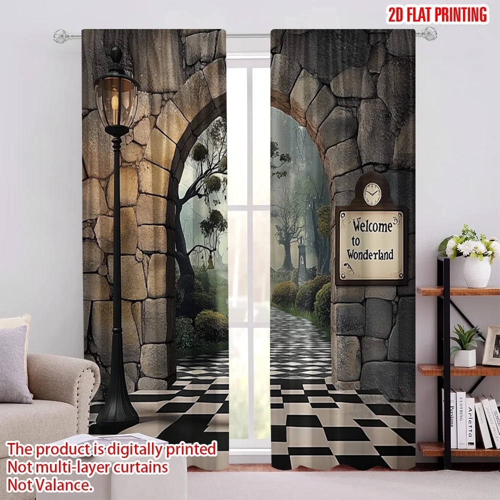 2Pcs 2D Flat PrintingAlice In Wonderland Shower Curtain Welcome Wonderland Black And White Floor Landscape Suitable For Living
2Pcs 2D Flat PrintingAlice In Wonderland Shower Curtain Welcome Wonderland Black And White Floor Landscape Suitable For Living