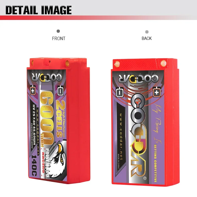CODDAR 6000mAh 2S 140C 7.6V 5.0MM Touring1/10 Express Model Competition Lithium Battery
CODDAR 6000mAh 2S 140C 7.6V 5.0MM Touring1/10 Express Model Competition Lithium Battery