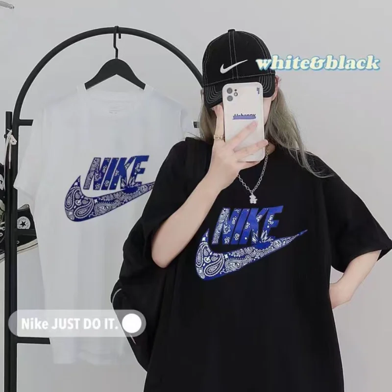 Nike черные, синие модные весенне-летние мужские и женские футболки с короткими рукавами, дышащие хлопковые свободные уличные топы большого размера, M-5XL
Nike черные, синие модные весенне-летние мужские и женские футболки с короткими рукавами, дышащие хлопковые свободные уличные топы большого размера, M-5XL