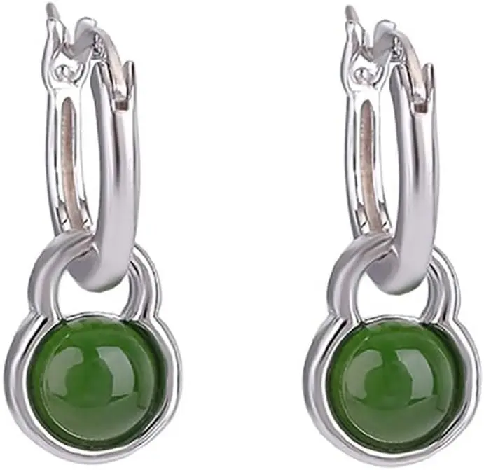 Green Jade Hoop Earrings for Women & Men, 925 Sterling Silver Drop Earrings, Trendy Jewelry Gift
Green Jade Hoop Earrings for Women & Men, 925 Sterling Silver Drop Earrings, Trendy Jewelry Gift