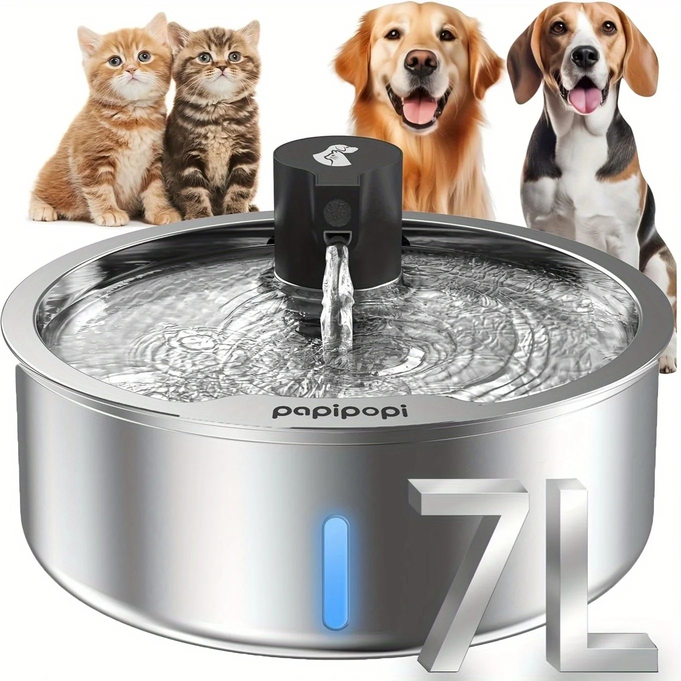2.1 Gallon/8 Liter Dog Water Fountain with 8 Sets of Replacement Filters, Stainless Steel Pet Water Fountain for Large Dogs, Automatic Dog Water Dispenser with Ultra-Quiet Pump, Suitable for Multiple Pets, Dogs, Cats Drinking Water, Without Battery
2.1 Gallon/8 Liter Dog Water Fountain with 8 Sets of Replacement Filters, Stainless Steel Pet Water Fountain for Large Dogs, Automatic Dog Water Dispenser with Ultra-Quiet Pump, Suitable for Multiple Pets, Dogs, Cats Drinking Water, Without Battery
