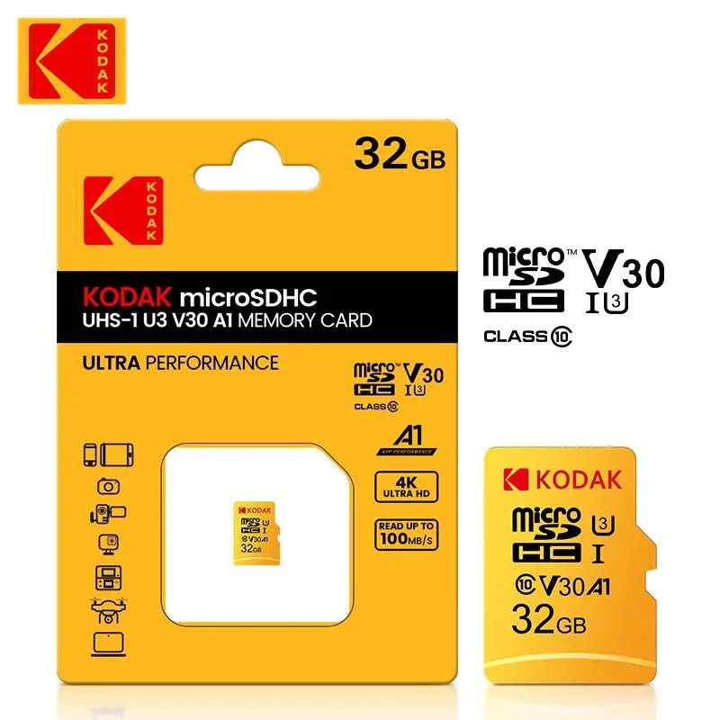 KODAK Оригинальная карта флэш-памяти 64 ГБ Карта памяти 32 ГБ Micro SD 128 ГБ U3 4K 256 ГБ Карта памяти большой емкости для телефона, камеры, планшетного ПК
KODAK Оригинальная карта флэш-памяти 64 ГБ Карта памяти 32 ГБ Micro SD 128 ГБ U3 4K 256 ГБ Карта памяти большой емкости для телефона, камеры, планшетного ПК