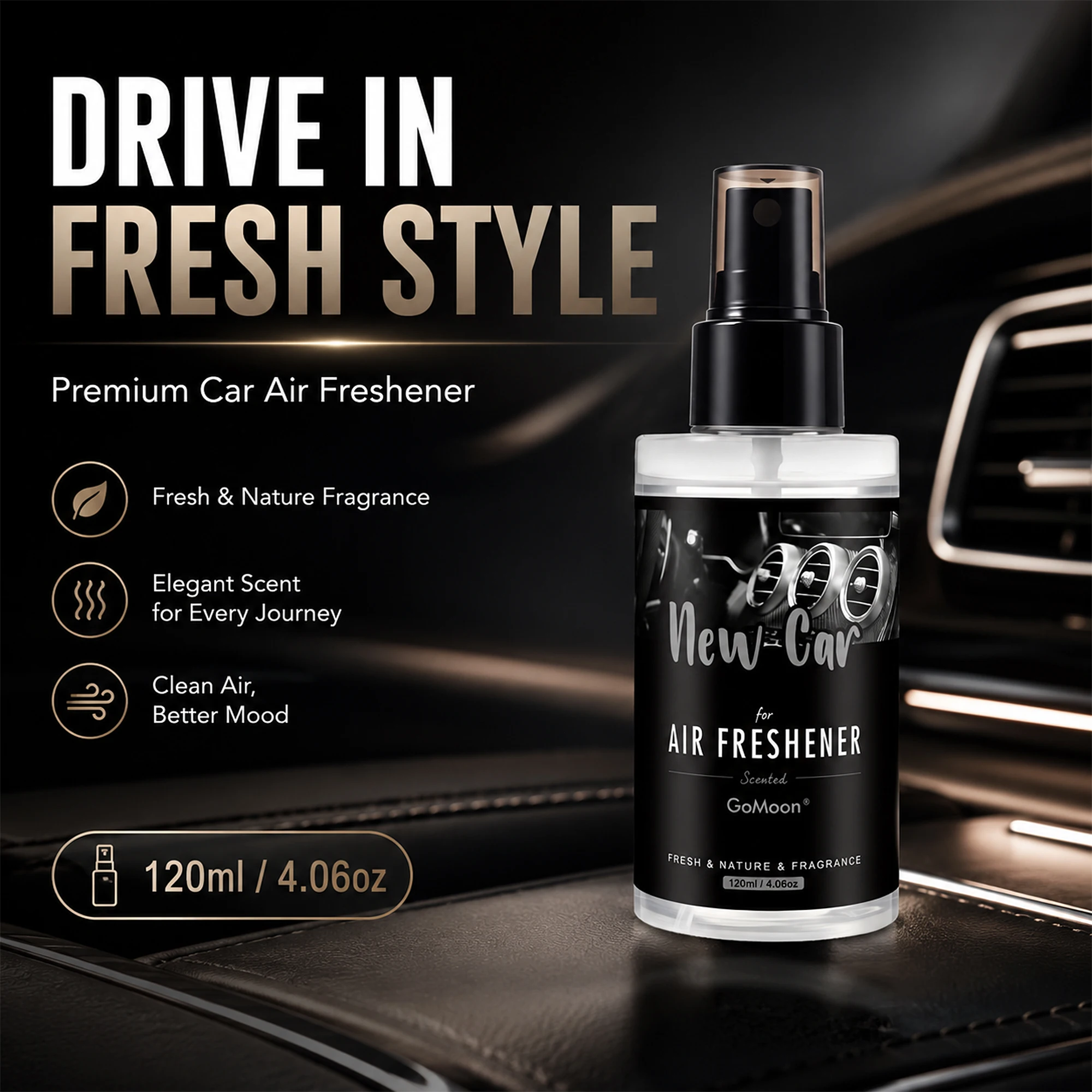 120ml/4.06oz New car scented premium car air freshener, long-lasting fragrance, suitable for home, car
120ml/4.06oz New car scented premium car air freshener, long-lasting fragrance, suitable for home, car