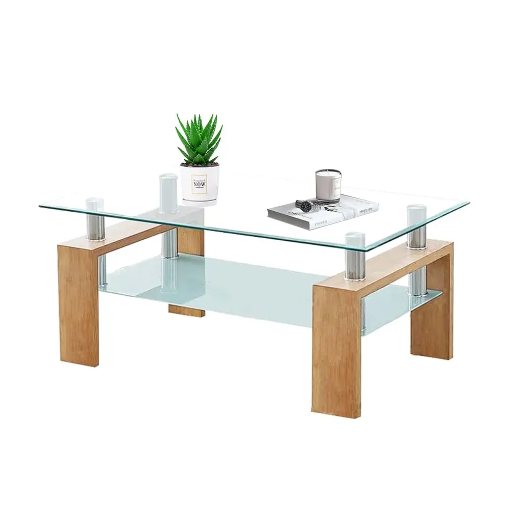 Coffee Table with Wood Tube Legs, Rectangle Glass End Table for Living Room, Modern Side Coffee Table with Lower, Customized
Coffee Table with Wood Tube Legs, Rectangle Glass End Table for Living Room, Modern Side Coffee Table with Lower, Customized