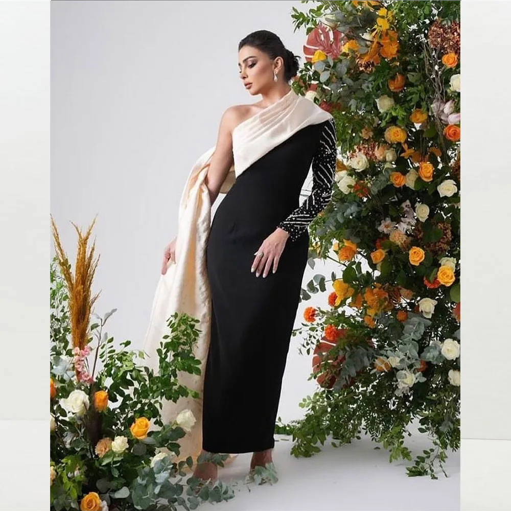 Temperament Prom Gown One-Shoulder Full Sleeves Straight Ankle-Length Evening Dresses Elegant Party Dress فساتين للحفلات الراقصة
Temperament Prom Gown One-Shoulder Full Sleeves Straight Ankle-Length Evening Dresses Elegant Party Dress فساتين للحفلات الراقصة