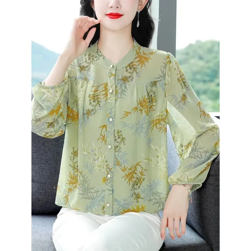 Women's Light Green Plant Print Blouse Round Neck Long Lantern Sleeve Chiffon Casual Top
Women's Light Green Plant Print Blouse Round Neck Long Lantern Sleeve Chiffon Casual Top