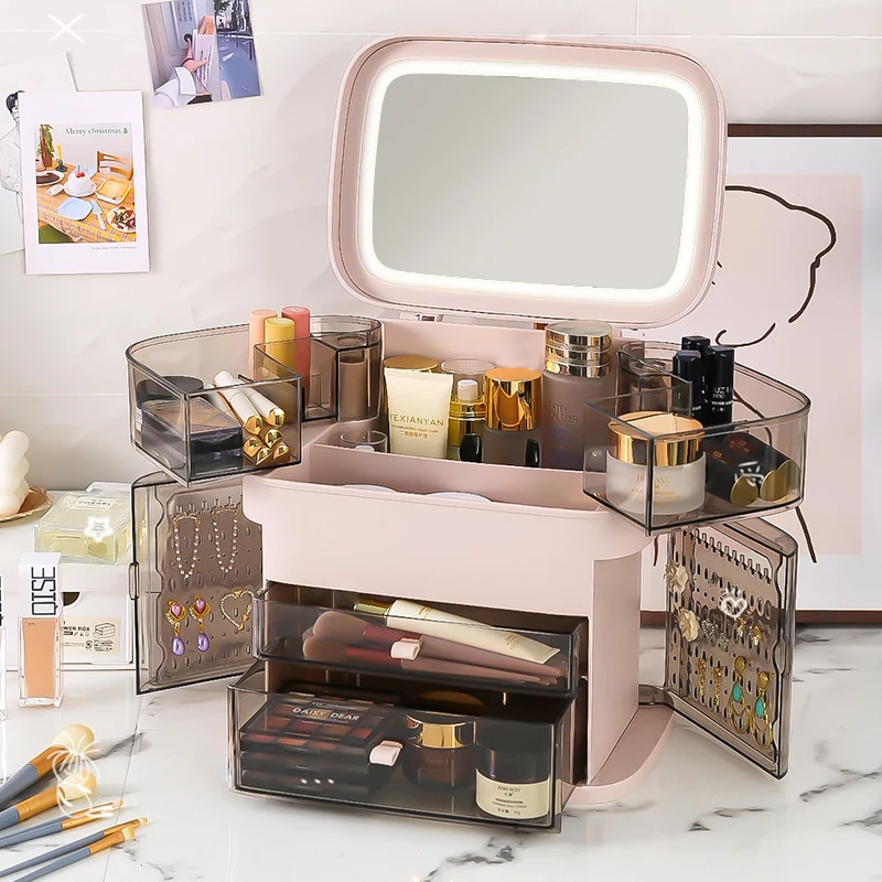 Household Plastic Cosmetic Organizer Dust-proof Cosmetics Storage Box with Light Emitting Diode and Mirror
Household Plastic Cosmetic Organizer Dust-proof Cosmetics Storage Box with Light Emitting Diode and Mirror