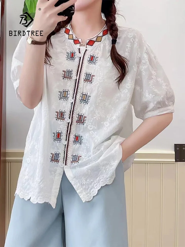 New 2025 Summer Cotton Short Sleeve Shirt, Women O Neck Embroidery Button, Mori Girl Vintage Ethnic Style Loose Blouse T53641CC
New 2025 Summer Cotton Short Sleeve Shirt, Women O Neck Embroidery Button, Mori Girl Vintage Ethnic Style Loose Blouse T53641CC